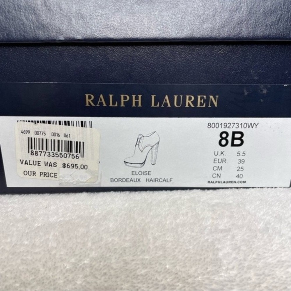 RALPH LAUREN PURPLE ‘Eloise’ Bordeaux Bootie. Purple Calf Hair Heels 🤩. Size 8B - Picture 9 of 14
